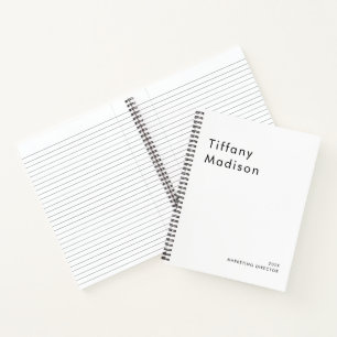 Minimal Monogram Black and White Custom Name Year Notebook