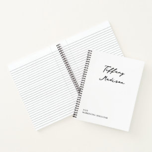 Minimal Monogram Black and White Custom Name Year Notebook