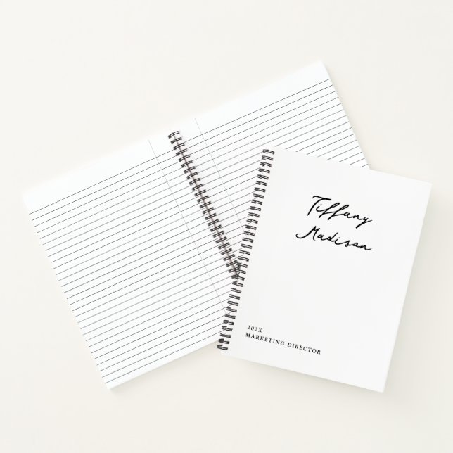 Minimal Monogram Black and White Custom Name Year Notebook (Inside)
