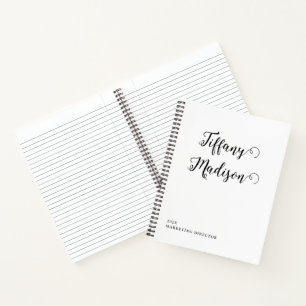 Minimal Monogram Black and White Custom Name Year Notebook