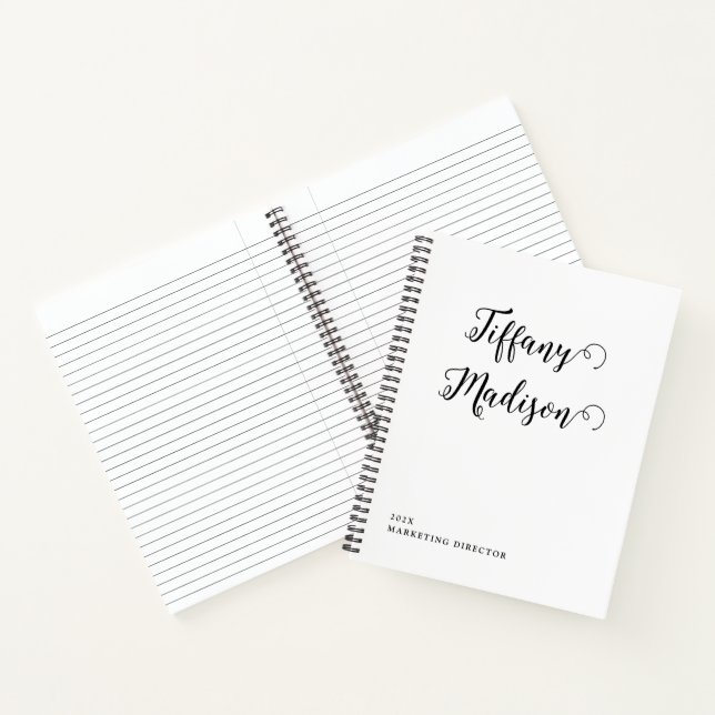 Minimal Monogram Black and White Custom Name Year Notebook (Inside)