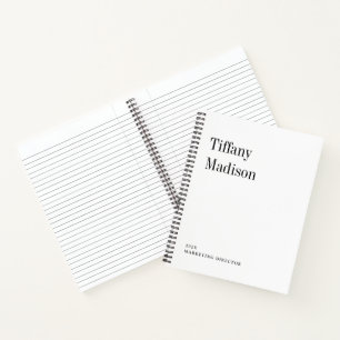 Minimal Monogram Black and White Custom Name Year Notebook