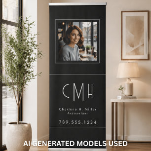 Minimal Monogram Black Modern Professional Photo Retractable Banner