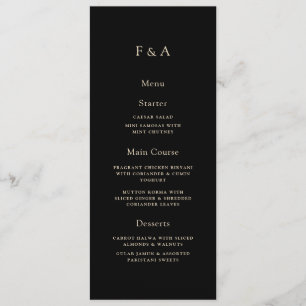 Minimal Monogram Black Muslim Wedding Table Dinner Menu