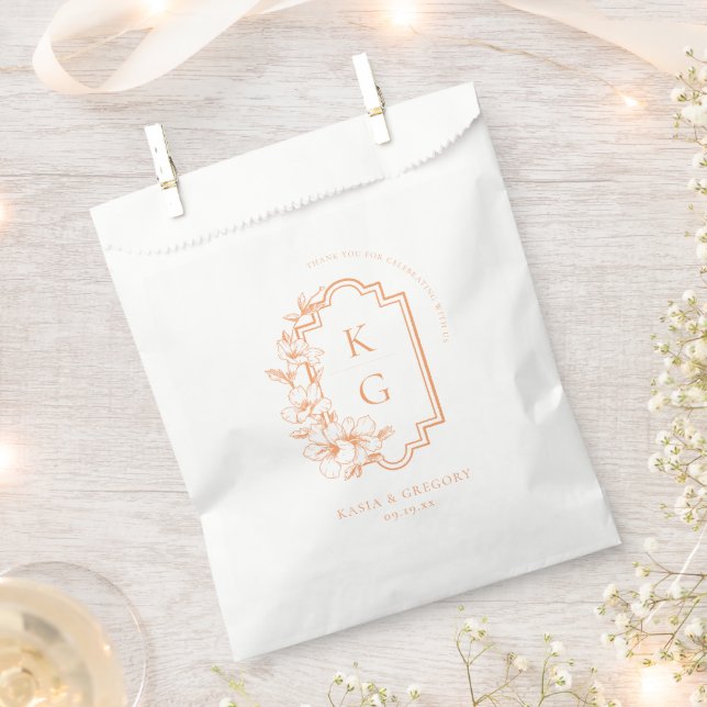 Minimal Monogram Botanical Wedding Favours Favour Bags (Clipped)