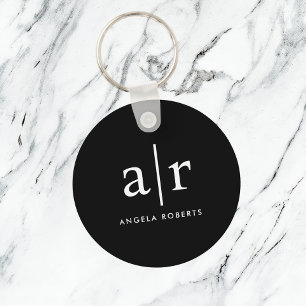 Minimal Monogram Classic Black Keychain