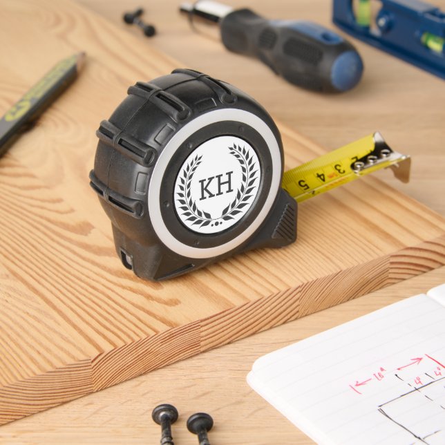 Minimal Monogram, Dark-Grey Laurel Wreath 1 (Woodwork)