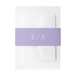 Minimal Monogram Digital Lavender Purple Wedding Invitation Belly Band