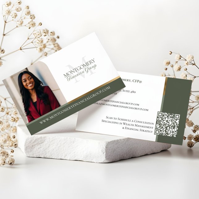 Minimal Monogram Financial Professional Photo Lux Business Card (Minimal Monogram Financial Professional Photo Lux Business Card)