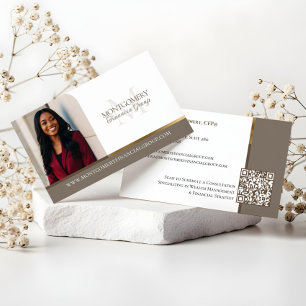 Minimal Monogram Financial Professional Photo Lux Business Card