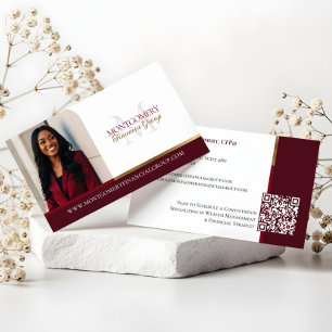 Minimal Monogram Financial Professional Photo Lux Business Card