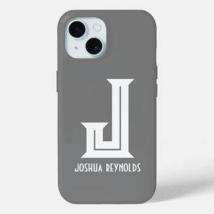 Minimal Monogram Grey  iPhone 15 Case