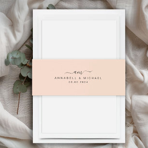 Minimal, Monogram, Handwriting Font, Wedding Invitation Belly Band