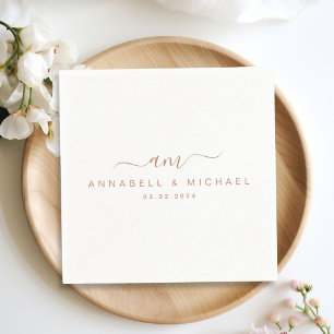 Minimal, Monogram, Handwriting Font, Wedding Napkin