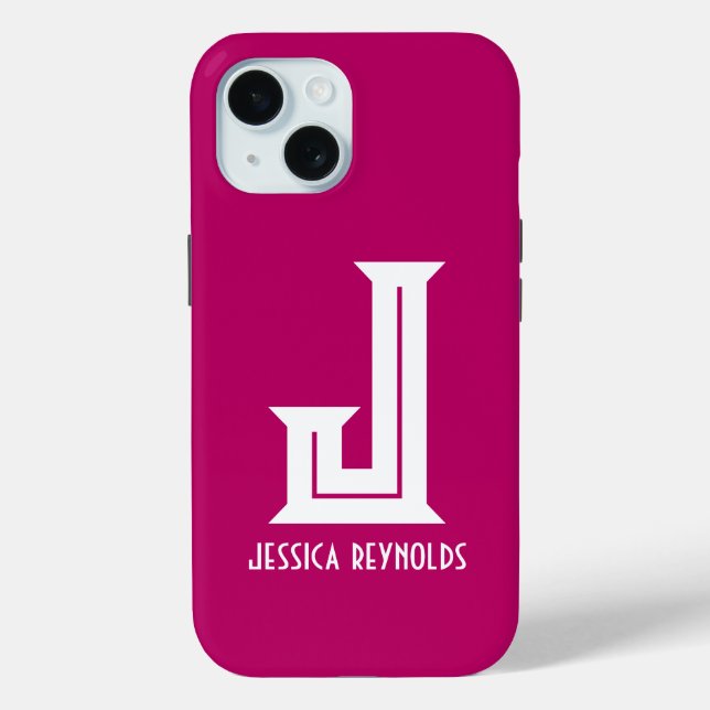 Minimal Monogram Hot Pink Case-Mate iPhone Case (Back)