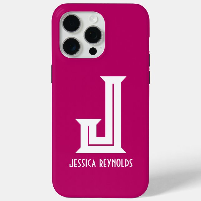 Minimal Monogram Hot Pink Case-Mate iPhone Case (Back)