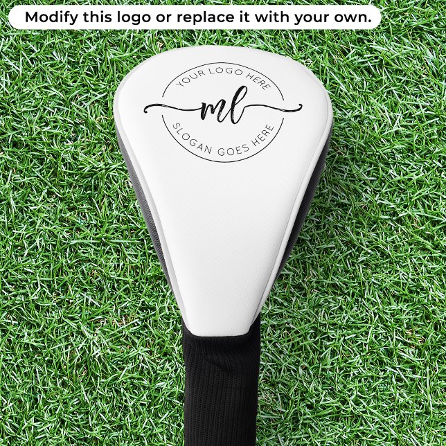 Minimal Monogram Initials Logo Black and White Golf Head Cover (Creator Uploaded)