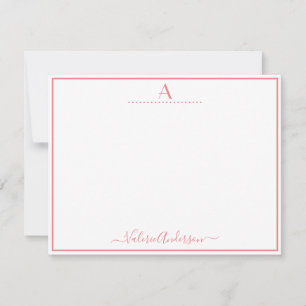 Minimal Monogram Letter Single Border Note Card