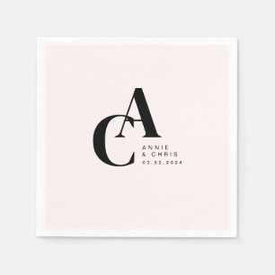 Minimal, Monogram, Light Plink, Wedding Napkin