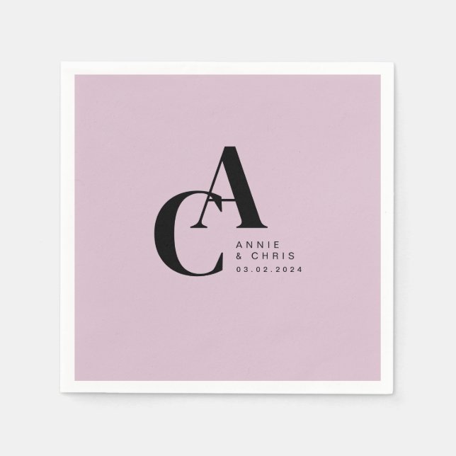 Minimal, Monogram, Light-Purple, Wedding Napkin (Front)
