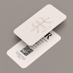 Minimal Monogram Logo R Modern Pastel Pink Business Card