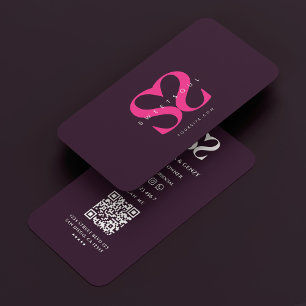Minimal Monogram Logo S Purple Pink Beauty Business Card