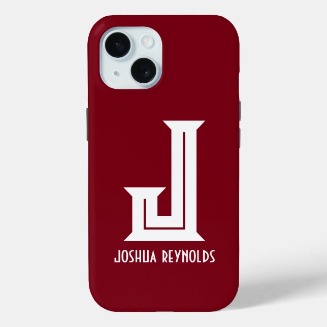 Minimal Monogram Maroon  Case-Mate iPhone Case (Back)