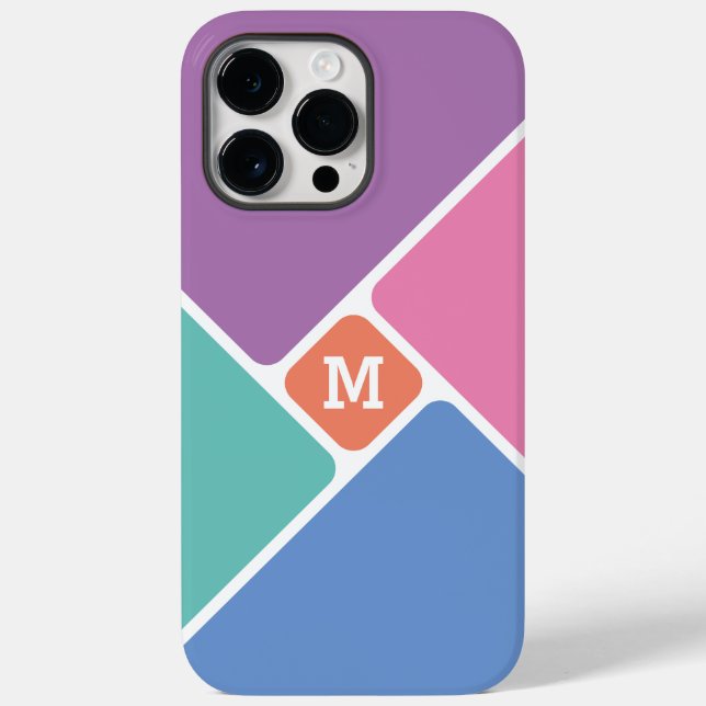 Minimal Monogram Modern Abstract Blocks Colourful Case-Mate iPhone Case (Back)