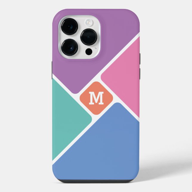 Minimal Monogram Modern Abstract Blocks Colourful iPhone Case (Back)
