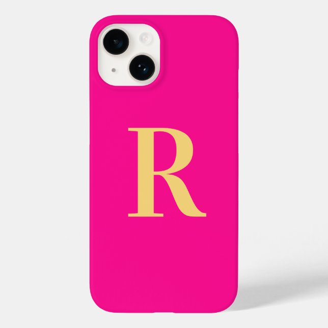 Minimal Monogram Modern Hot Pink Case-Mate iPhone Case (Back)