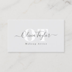 Minimal Monogram Modern Script Grey Professional  Business Card