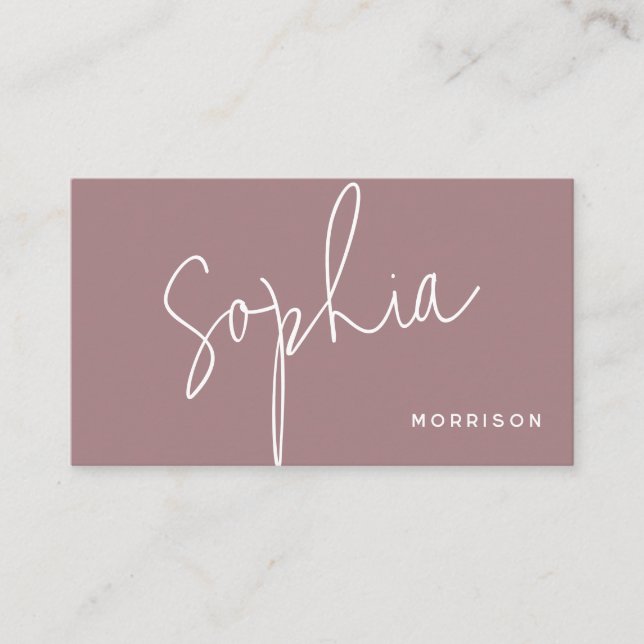 Minimal Monogram Natural Look Purple Business Card (Front)