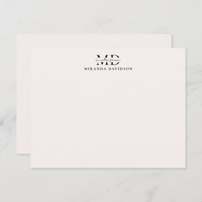 Minimal Monogram Note Card (Front/Back)