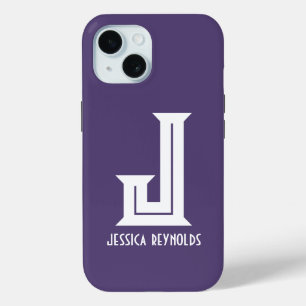 Minimal Monogram Purple iPhone 15 Case