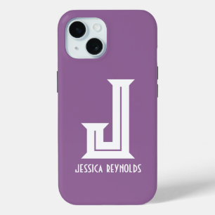 Minimal Monogram Purple iPhone 15 Case