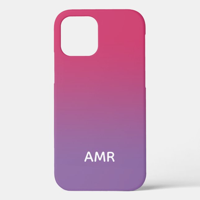 Minimal Monogram Raspberry Pink to Purple Gradient Case-Mate iPhone Case (Back)