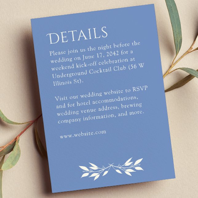 Minimal Monogram Striped Cornflower Blue Details Enclosure Card (Creator Uploaded)