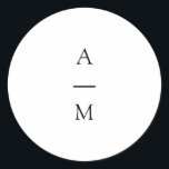 Minimal Monogram Trendy Chic Black White Wedding Classic Round Sticker<br><div class="desc">Minimalist Monogram Trendy Chic Typography Wedding Classic Round Sticker in Black and White</div>