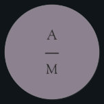 Minimal Monogram Trendy Chic Dusty Purple Wedding Classic Round Sticker<br><div class="desc">Minimalist Monogram Trendy Chic Typography Wedding Classic Round Sticker in Boho Dusty Purple</div>