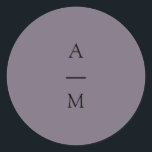 Minimal Monogram Trendy Chic Dusty Purple Wedding Classic Round Sticker<br><div class="desc">Minimalist Monogram Trendy Chic Typography Wedding Classic Round Sticker in Boho Dusty Purple</div>
