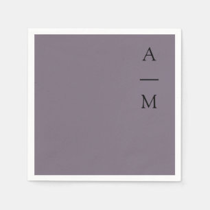Minimal Monogram Trendy Chic Dusty Purple Wedding Napkin