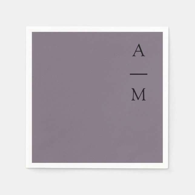 Minimal Monogram Trendy Chic Dusty Purple Wedding Napkin (Front)