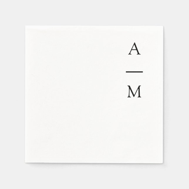 Minimal Monogram Trendy Chic Wedding Black White Napkin (Front)