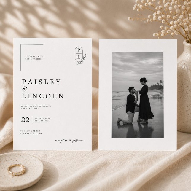 Minimal Monogram Wedding Invitation Design. (Creator Uploaded)