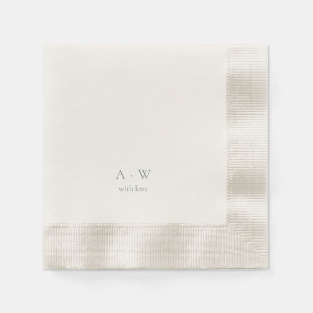 Minimal Monogram Wedding Napkins – with Love (Front)