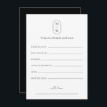 Minimal Monogram Wedding Wishes For Bride & Groom Advice Card<br><div class="desc">Minimal Monogram Wedding Wishes For Bride & Groom Advice Card. Personalise the custom text above. You can find additional coordinating items in our "Minimalist Monogram Black & White Wedding" collection. ***PLEASE NOTE: ALL OF THE WORDING AND TEXT AND BACKGROUND COLOR IS EDITABLE. You can change all of the words and...</div>