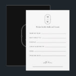Minimal Monogram Wedding Wishes For Bride & Groom Advice Card<br><div class="desc">Minimal Monogram Wedding Wishes For Bride & Groom Advice Card. Personalise the custom text above. You can find additional coordinating items in our "Minimalist Monogram Black & White Wedding" collection. ***PLEASE NOTE: ALL OF THE WORDING AND TEXT AND BACKGROUND COLOR IS EDITABLE. You can change all of the words and...</div>