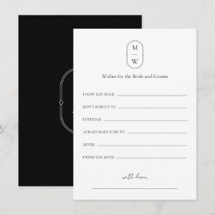Minimal Monogram Wedding Wishes For Bride & Groom Advice Card
