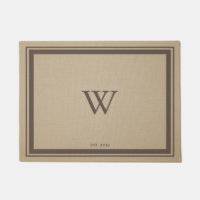 Minimal Monogram Welcome | Brown Border