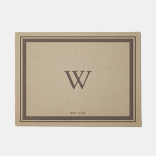Minimal Monogram Welcome Brown Border Doormat
